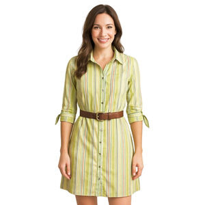 WHISTLES LONDON Striped Shift Shirtdress with Tie Sleeves